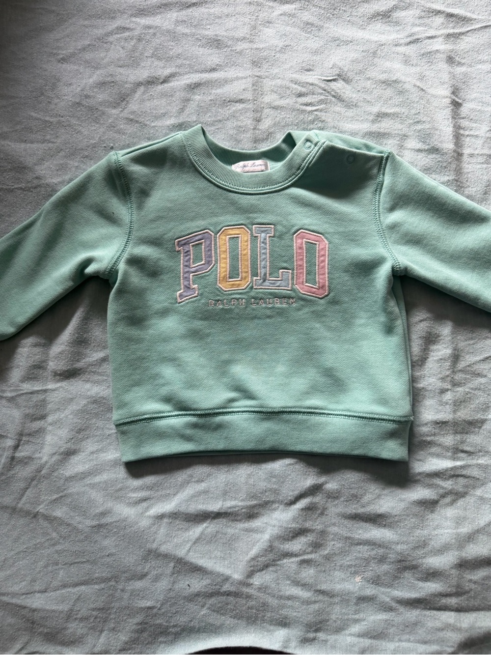 Ralph Lauren Kids Mint Green Sweatshirt with Pastel POLO Applique